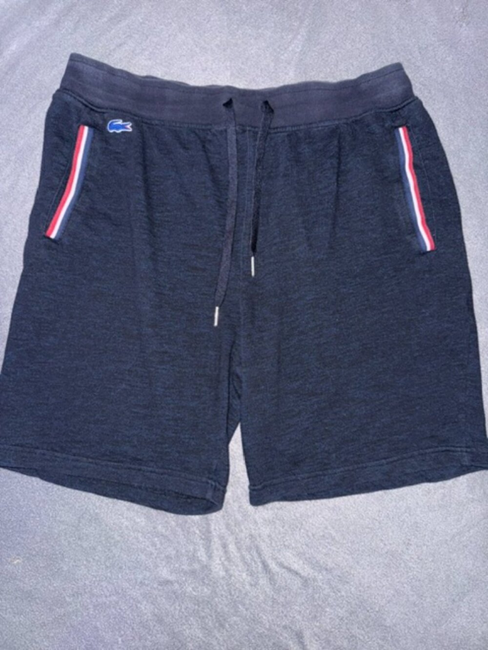 Lacoste Sleepwear Lounge Shorts Navy Blue Knit Casual Drawstring Size XL